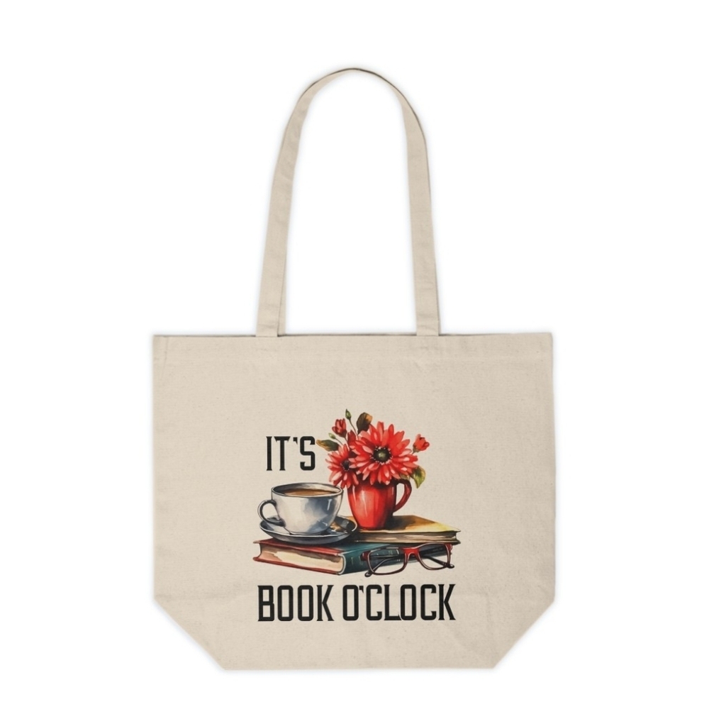 It's Book O'Clock Custom Canvas Tote Bag